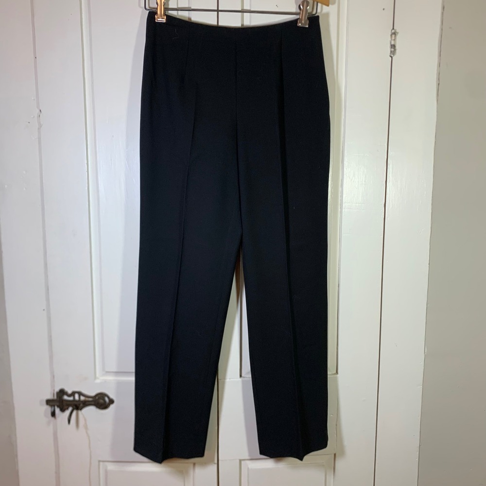 Talbots Petites Black Stretch Straight Leg Trousers Side Zip Dress Pants 6P